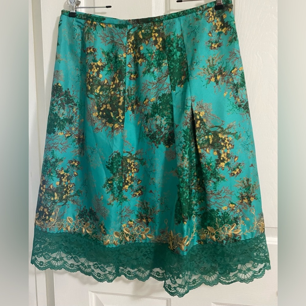 A-LINE .. WOMENS Elegant Floral Lace Trim Embroidered Skirt - Picture 11 of 12